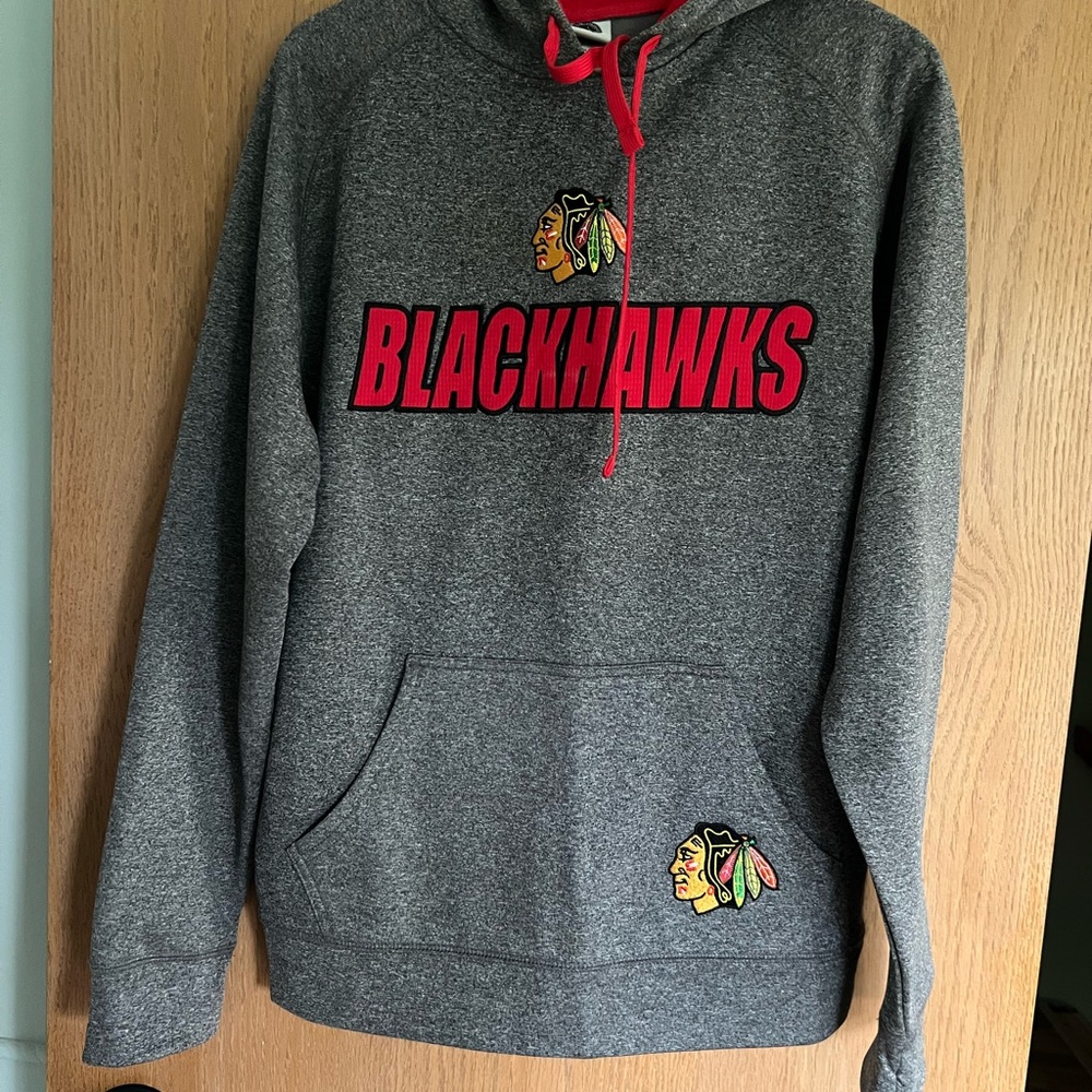 NHL Gray and Red Blackhawks Hoodie size small